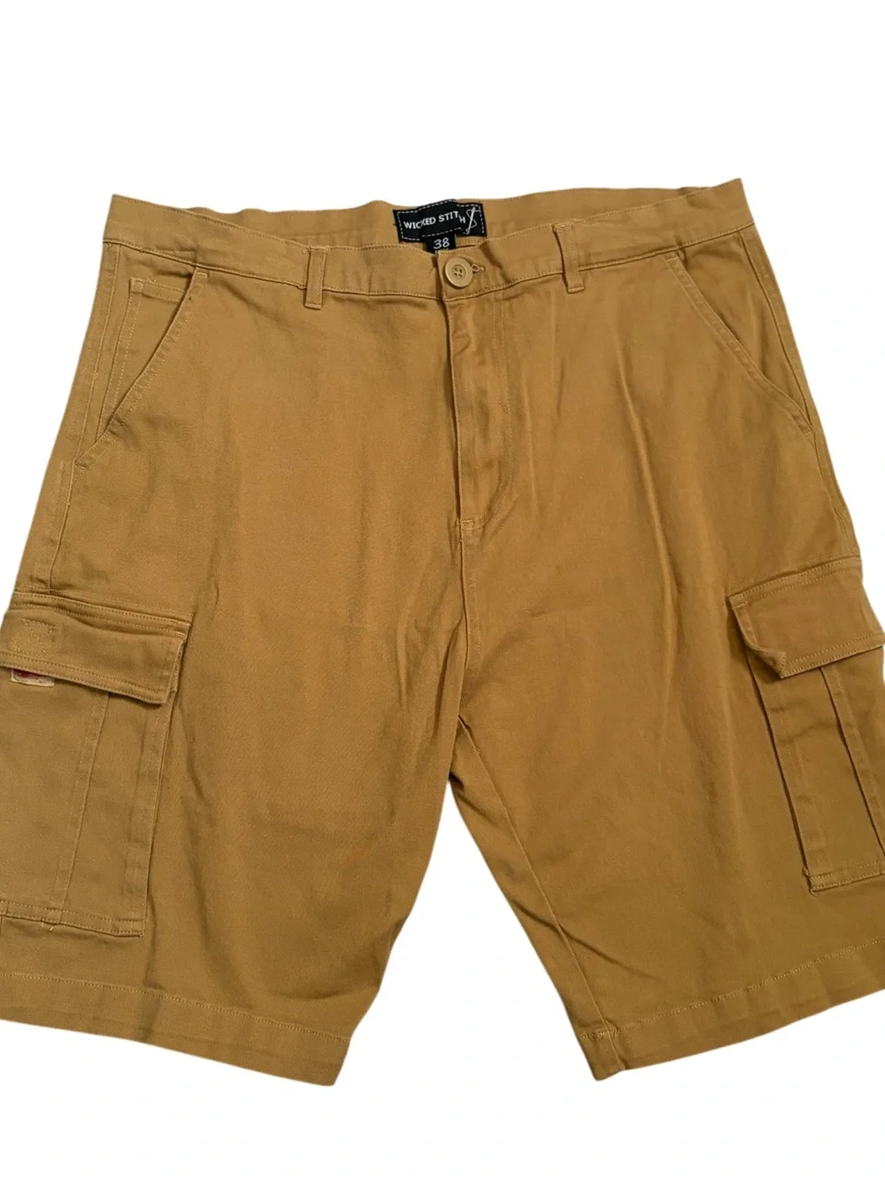 Wicked Stitch Men’s Cargo Shorts Size 38 Tan Brown Stretch Utility